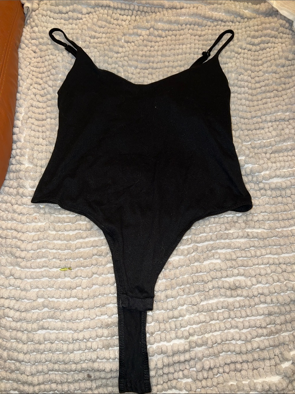 Source Unknown Black Seamless Thong Bodysuit with Adjustable Straps